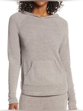 Barefoot Dreams Cozy Hooded Pullover in Light Gray